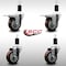 Service Caster 3.5'' SS Maroon Poly Swivel 1-3/8'' Expanding Stem Caster Set 2 Total Lock Brakes, 4PK SCC-SSEXTTL20S3514-PPUB-MRN-2S2-138 - alternate 4
